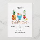 Sommerfest Blue Cocktail Geburtstagsparty Folieneinladung (Vorderseite)