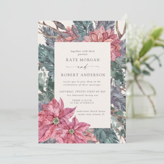 Sommerfest im Winter Blumen Einladung (Stehend Vorderseite)