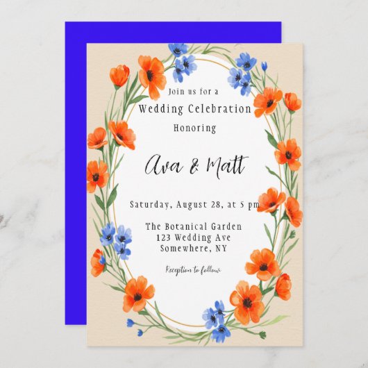 Sommerfeste Wildblume Einladung (Vorne/Hinten)