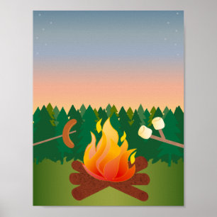 Sommerfeuer im Freien Poster