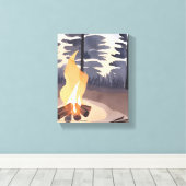 Sommerfeuer | Wasserfarbenwelt Landschaft Leinwanddruck (Insitu (Holzboden))