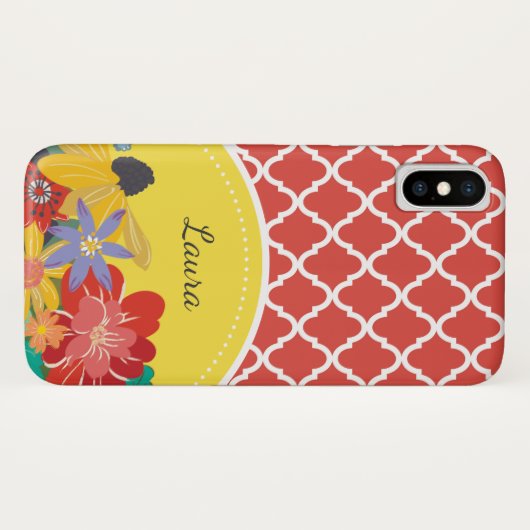 Sommerfiesta Rote Blumenquatrefolie mit Namen Case-Mate iPhone Hülle (Rückseite (Horizontal))