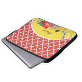 Sommerfiesta Rote Blumenquatrefolie mit Namen Laptopschutzhülle (Vorne Knopf)