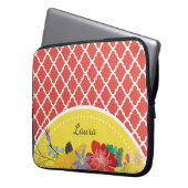 Sommerfiesta Rote Blumenquatrefolie mit Namen Laptopschutzhülle (Vorderseite Links)