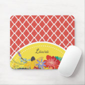 Sommerfiesta Rote Blumenquatrefolie mit Namen Mousepad (Mit Mouse)