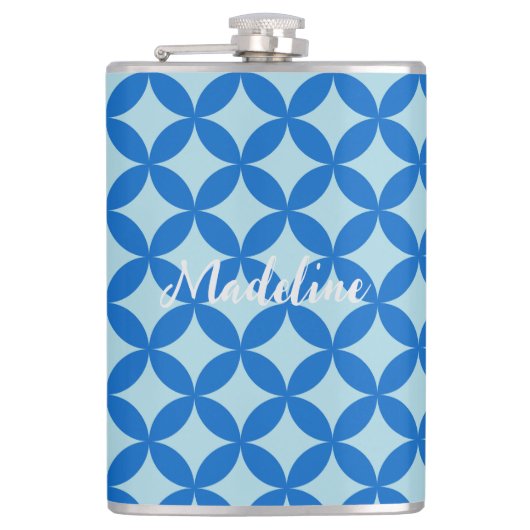 Sommerfliese mit Azurkeln auf Babyblau Flachmann (Vorderseite)