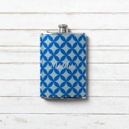 Sommerfliese mit Azurkeln auf Babyblau Flachmann