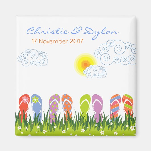 Sommerflip-Flops-Spaß in der Sonne Save the Date Magnet (Vorne)