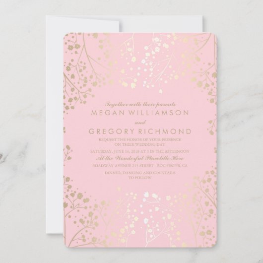 Sommerflorales Gipskraut Hochzeit Einladung (Vorderseite)