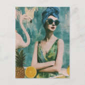 Sommerfrau Mixed Media Collage Postkarte (Vorderseite)