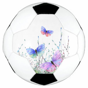 Sommerfreude - farbenfrohe Schmetterlinge fliegen Fußball