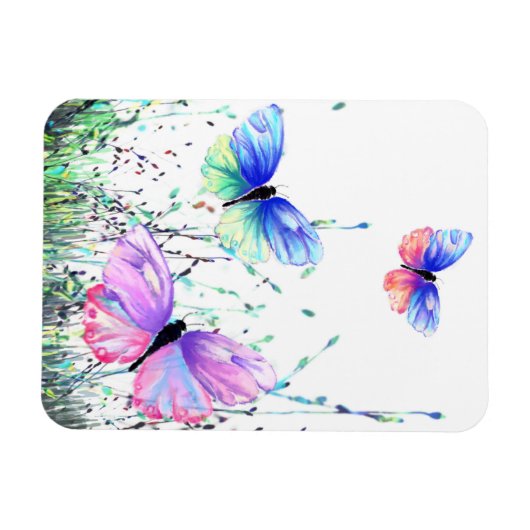 Sommerfreude - farbenfrohe Schmetterlinge fliegen  Magnet (Horizontal)