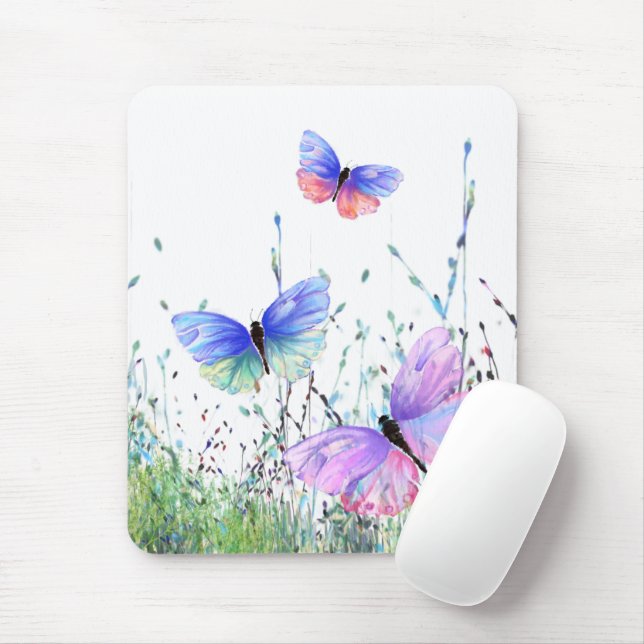 Sommerfreude - farbenfrohe Schmetterlinge fliegen  Mousepad (Mit Mouse)