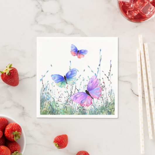 Sommerfreude - farbenfrohe Schmetterlinge fliegen  Serviette (Beispiel)