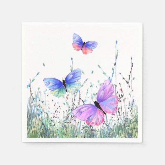 Sommerfreude - farbenfrohe Schmetterlinge fliegen  Serviette (Vorderseite)