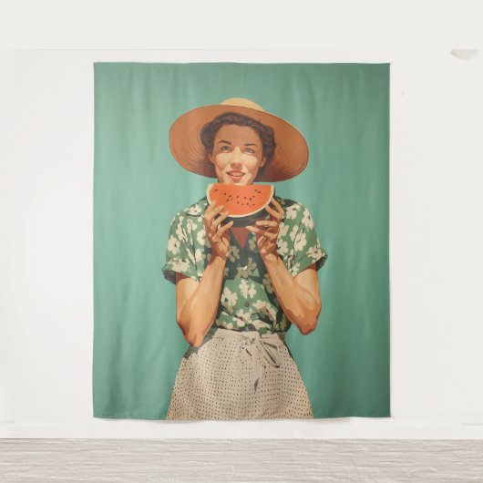 Sommerfreude mit Watermelon Wandteppich (Vorderseite)