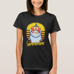 Sommerfrische Haifisch Retro Sonnenuntergang Stran T-Shirt