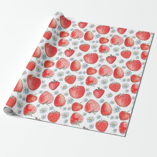 Sommerfrische und helle Erdbeermuster. Wasser Geschenkpapier (Ungerollt)