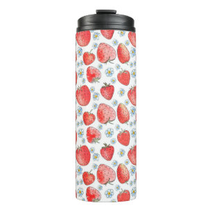 Sommerfrische und helle Erdbeermuster. Wasser Thermosbecher