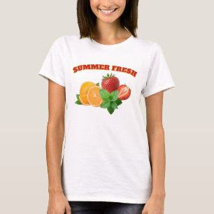 Sommerfrisches Erdbeer-Orangen- und Minze-T-Shirt  T-Shirt