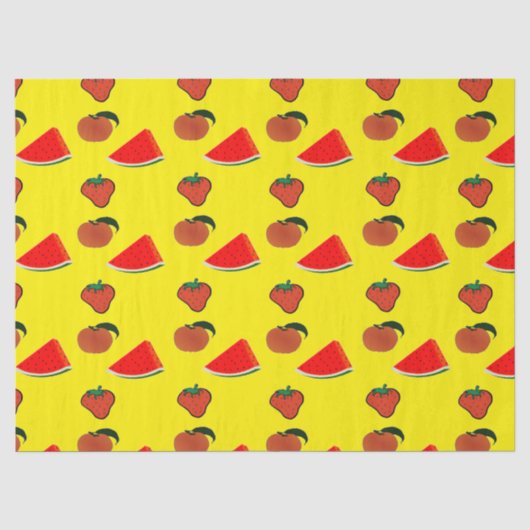 Sommerfrüchte auf Gelb Seidenpapier (Vorderseite)