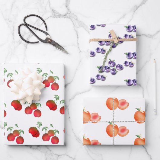 Sommerfrüchte Geschenkpapier Set (Vorderseite)