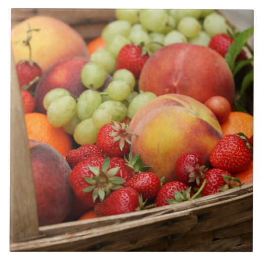 Sommerfrüchte im Korb Fliese (Vorderseite)