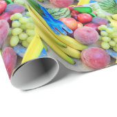 Sommerfrüchte, Lebensmittel, Melonen, Trauben, Pfi Geschenkpapier (Rolleneckpunkt)