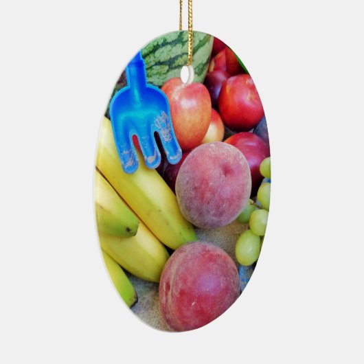 Sommerfrüchte, Lebensmittel, Melonen, Trauben, Pfi Keramikornament (Rechts)