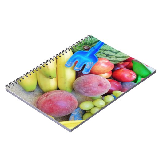 Sommerfrüchte, Lebensmittel, Melonen, Trauben, Pfi Notizblock (Linke Seite)