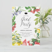 Sommerfrüchte mit Aquarellfarben: Blumenstudium Einladung (Stehend Vorderseite)