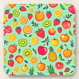 Sommerfrüchte Nahtloses Design Getränkeuntersetzer