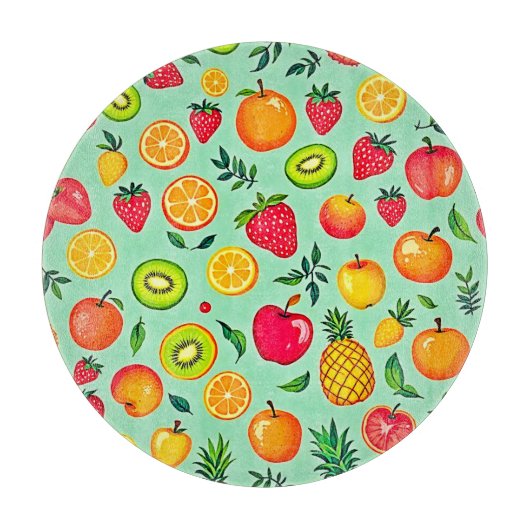 Sommerfrüchte Nahtloses Design Schneidebrett (Vorderseite)