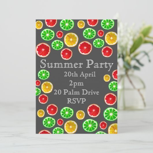 Sommerfrüchte Picknickgarten Party Feier Einladung (Stehend Vorderseite)