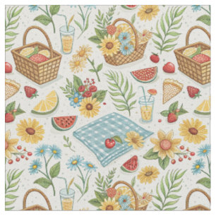 Sommerfrüchte & Sonnenblumen - Strandpicknick-Must Stoff
