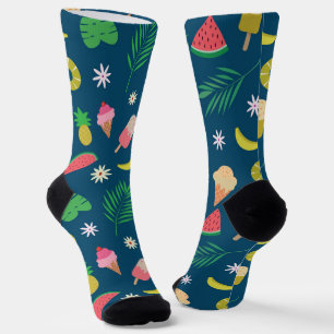 Sommerfrüchte und Eis Muster Socken