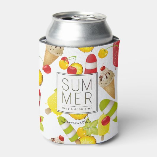 Sommerfrüchte und Eiscreme-Spaß Dosenkühler (Kanne Vorderseite)