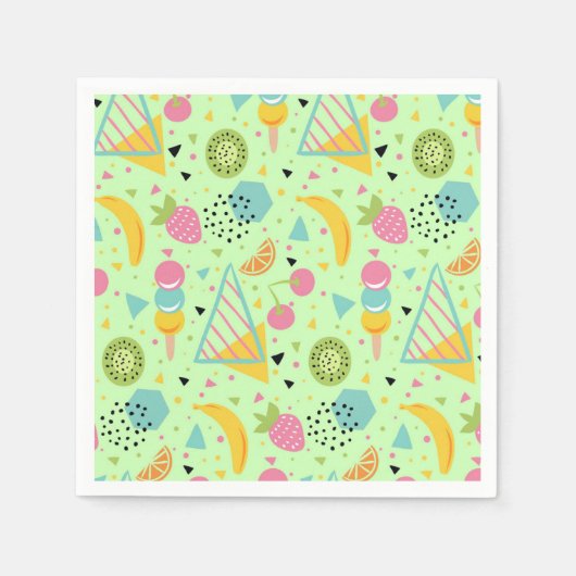Sommerfrüchte und geometrische Formen Napkins Serviette (Vorderseite)