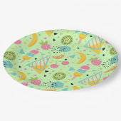 Sommerfrüchte und geometrische Formen Pappteller (Schrägansicht)