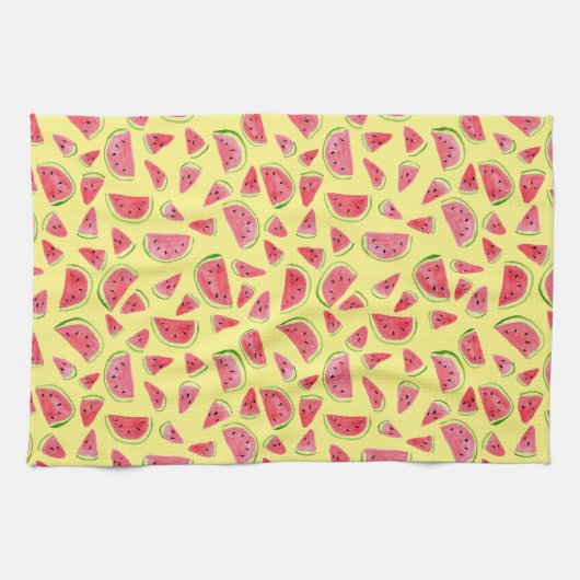 Sommerfruchtspass Wassermelonen Wasserfarbe Gelb Geschirrtuch (Horizontal)