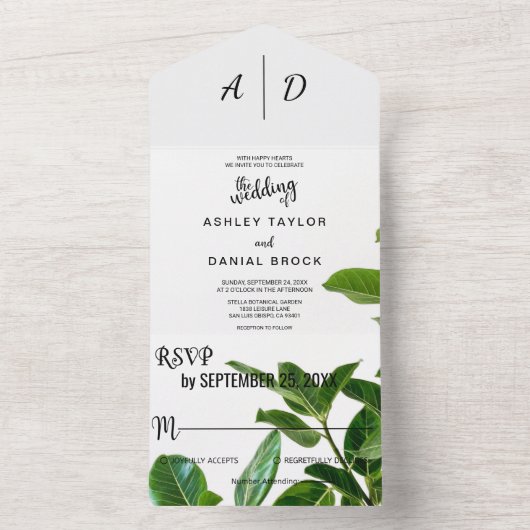 Sommerfrühling Blumen All in One Wedite Einladung (Innen Boden)