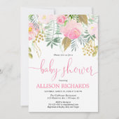 Sommerfrühlingrosa Goldmädchen Babydusche Einladung (Vorderseite)