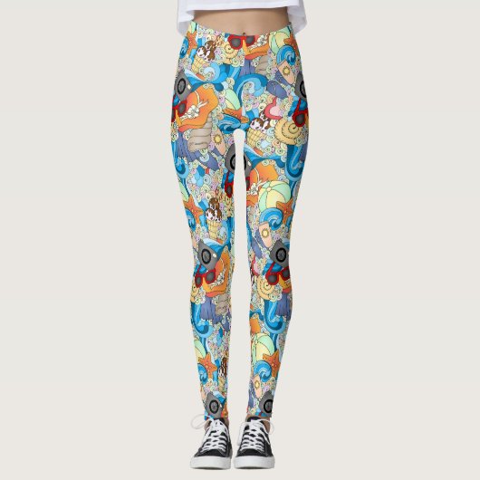 Sommerfußmuster Leggings (Vorderseite)
