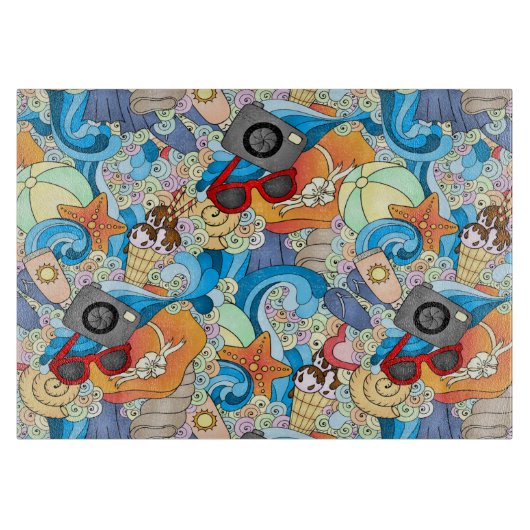 Sommerfußmuster Schneidebrett (Vorderseite)