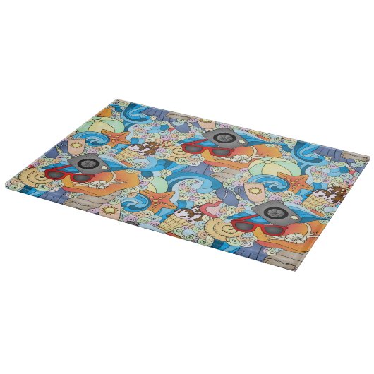 Sommerfußmuster Schneidebrett (Ecke)