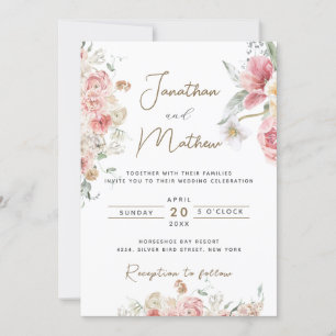 Sommergarten Aquarell Blumen Hochzeit Einladung