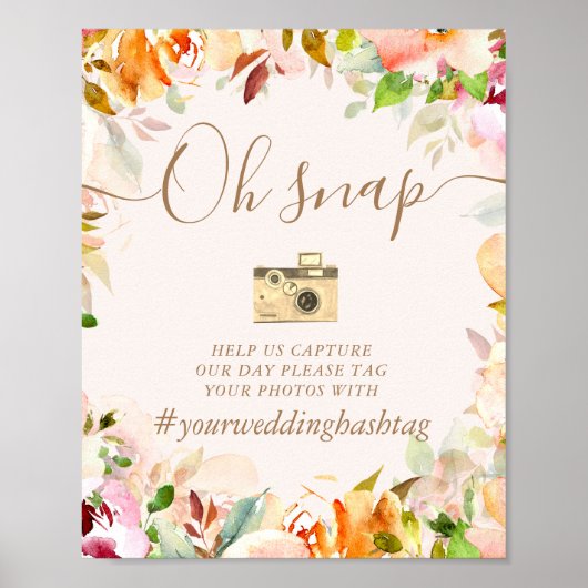 Sommergarten Aquarellblume Hashtag Zeichen Poster (Vorne)