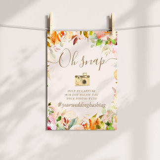Sommergarten Aquarellblume Hashtag Zeichen Poster