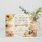Sommergarten-Backverkaufsdesign Einladung (Stehend Vorderseite)