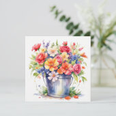 Sommergarten Blume im Wasser im Eimer Karte (Stehend Vorderseite)